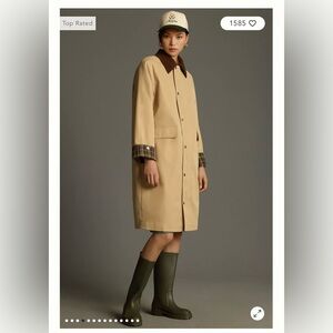 Maeve Anthropology Heritage Long Trench Coat Brown Collar medium Large?